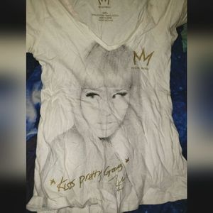 Nicki Minaj Kisses Pretty Gang Pink Friday White V Neck Shirt Size Small